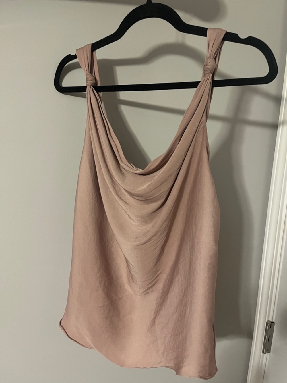 Naked Zebra Blush Pink Draped Cowl Tank with Knotted Straps